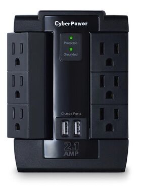 CyberPower‎ 6 Outlet 2 Usb Surge Protector in Black